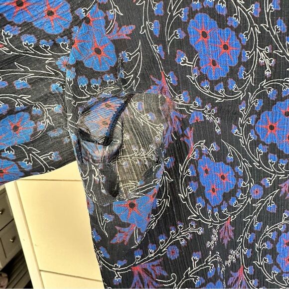 Derek Lam Crosby Women’s 16 Patterned Bell Cuff Blouse Flawed - Picture 5 of 6